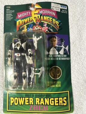 Bandai Mighty Morphin Power Rangers Zach Black Ranger Auto Action Figure 1994